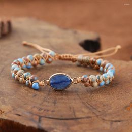 Strand Lover's Bangle Blue Stone Strength Beaded Bracelet Natural Beads Handmade Wristband Gift