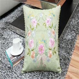 Pillow Natural Linen Throw DIY Ribbon Embroidery Handmade 18Inch Needlework Waist Bloster Dakimakura