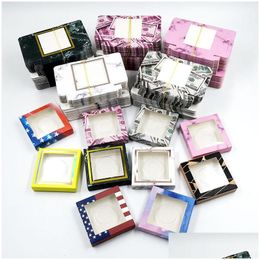 False Eyelashes 100Pcs A Lot Eyelash Packaging Square Paper Box Many Styles And Colours For Option Lash Cases 25 Mm Mink Eyelashe Wit Dhsq0