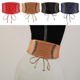 Belts Fashion Skirt Dress Coat Classic Vintage Lace Corset Band Wide Elastic Belt Ladies Cummerbands Rivet Waistband