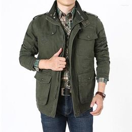 Men's Jackets 2023 Spring Autumn Men's Casual Jacket Pure-cotton Stand-up Collar Male Coat Washed Outdoor Windbreaker Outerwear Oversize