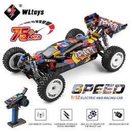 Diecast Model WLtoys 124007 75KM H 4WD RC Professional Racing Brushless Electric High Speed Off Road Drift Remote Control Toys for Boy 230111