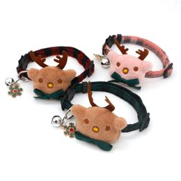 Dog Collars Pet Christmas Collar Elk Snowflake Bell Plaid Cat And General Party Decoration Items