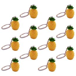 Keychains Lanyards 12Pcs Bags Charm Pineapple Keychain Simation Fashion Resin Ornament Purse Pendant Car Keyring For Decoration Ke Dh049