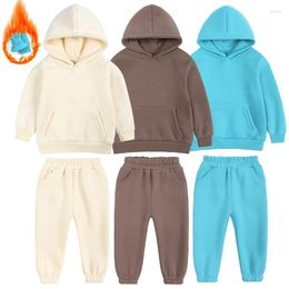 Clothing Sets 1-12 Year Old Spring And Autumn Children's Wear Baby Hooded Fleece Sweater Set 2023 Boys Girls Solid Color Loose Sportsw