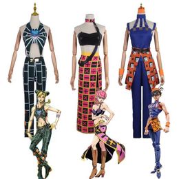 Anime Costumes JOJO Jolyne Cujoh Trish Una Narancia Ghirga Cosplay Costume Outfits Halloween Uniforms Wig