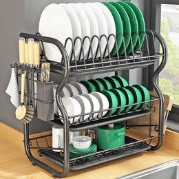 Dish Racks Stainless Steel Widened Large Size Draining Storage S/b Type Kitchen Multi-Functional Organiser 230111