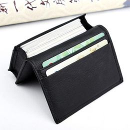 Card Holders THINKTHENDO Men Black Leather ID Business Cards Holder Wallet Case Expandable