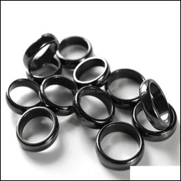 Couple Rings 6Mm Magnetic Curved Hematite Black Stone Ring Anxiety Relief Unisex Healing Chakra Energy Therapy Fidget Pain Jewelry D Dhupz