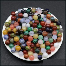 Stone Nonporous 12Mm Round Ball No Hole Loose Beads 7 Chakras Charms Healing Reiki Rose Quartz Crystal Cab For Diy Making Crafts Dec Dhczb