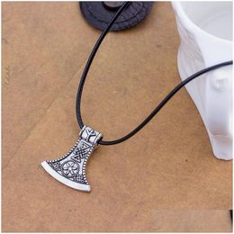 Pendant Necklaces Trendy Stylish Nordic Pirates Axe Necklace Wholesale Vintage Antique Clavicar Chain Men Jewellery Gift Drop Delivery Dhxgj