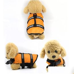Dog Apparel 4 Color Puppy Chihuahua Rescue Swimming Wear Safety Clothes Vest Suit Outdoor Pet Float Doggy Life Jacket Vests 1 Drop D Dhbbj