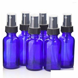 Storage Bottles Jars 30Ml Spray Bottle Cobalt Blue Glass W/ Black Fine Mist Sprayers For Essential Oils Home Cleaning 1 Oz Pack Of Dhcyp