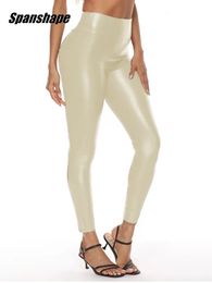 Women's Pants s Faux Leather Leggings for Women High Waist Elastic Tights Butt Lifting Stretch Trousers White ouc306 230111