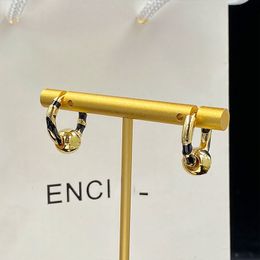European Fashion Black Striped round Ring Earrings Women's Special-Interest Letters Ear Ring Pendant Detachable Earrings Wholesale