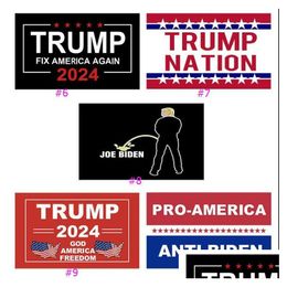 Banner Flags 11 Styles Trump 2024 Flag U.S. General Election 2 Copper Grommets Take America Back Polyester Outdoor Indoor Decoration Dhfwy