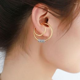 Backs Earrings SOELLE S925 Sterling Silver Mono Yellow Gold Color Toi Et Moi Hoop Cuff Earring With Sliding Rings No Pierced Ear Clip For