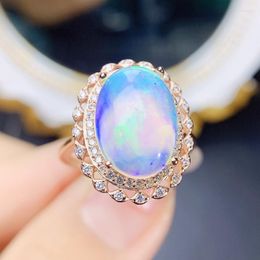 Cluster Rings Natural Real White Opal Luxury Big Ring 925 Sterling Silver Finger Jewellery 10 14mm 4ct Gemstone J228173