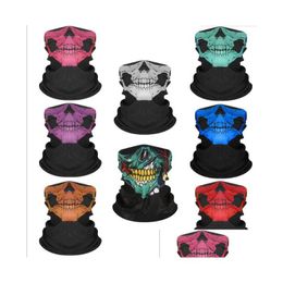 Party Masks High Quality Halloween Skl Skeleton Black Motorcycle Mti Function Headwear Hat Scarf Neck Sport Face Winter Ski Mask Dro Dh7Ef