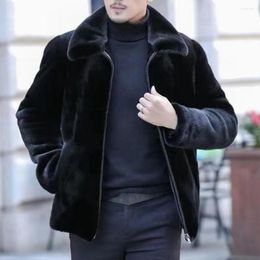 Men's Jackets Streetwear Faux Fur Relaxed Fit Lapel Coat For School Men Outerwear