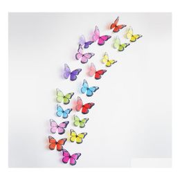 Wall Stickers Colorf 3D Crystal Butterfly Creative Butterflies With Diamond Home Decor Kids Room Decoration Art 15Pcs Drop Delivery G Ot6Fs