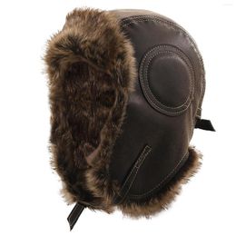 Berets Winter Earflaps Lamb Leather Hats Outdoor Motorcycle Unisex Ski Hat Gloves Scarf For Men