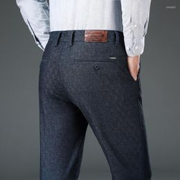 Men's Pants Autumn Brand Clothes Men's Suit Trousers Cotton Loose Straight For Male High Waist Elastic Black Casual Formal Pant Man