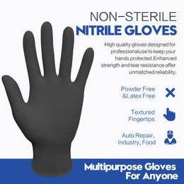 Nitrile Gloves Black Blue 20/50pcs 6 mil Food Grade Waterproof Allergy Free Disposable Mechanic Glove