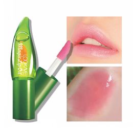 Lip Gloss Aloe Vera Oil Moisturizing Waterproof Long-Lasting Lips Care Makeup Lipstick