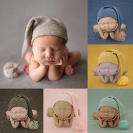 Hats Caps & Born Pography Props Knitted Fur Ball Baby Studio Po Cute Long