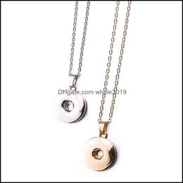 Pendant Necklaces Noosa Chunks Simple Sier Gold Colour Snap Button Pendants Necklace Fit 18Mm Buttons Diy Jewellery Drop Delivery Dhxua