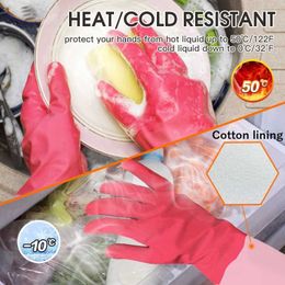 Dishwashing Gloves Clean Waterproof Housework Latex Warm Glove Dust Stop Cleaning Long Rubber Kitchen Tools