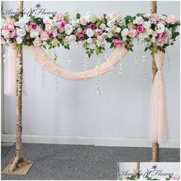 Decorative Flowers Wreaths Custom Pink Wedding Floral Arrangement Arch Artificial Corner Flower Vine Window Shop Mall Party Home D Dhsd3