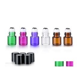 Packing Bottles Wholesale 1Ml 2Ml Metal Roller For Essential Oils Mini Glass Roll On With Black Lid Sn1257 Drop Delivery Office Scho Dhg4O