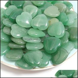 Stone Natural Heart Green Aventurine Chakra Healing Gemstones For Jewelry Making Charms Accessories Fashion Beads Decorations Drop De Dhht6