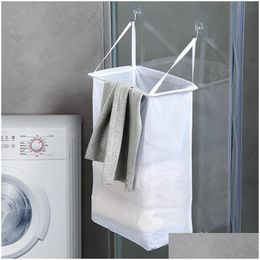Laundry Bags Household Wall Mounted Basket Dirty Hamper Collapsible Kids Toys Sorter Organizers Clothes Storage Basketlaundry Drop D Dhjbr
