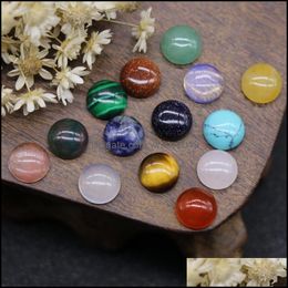 Stone 8Mm Flat Back Assorted Loose Round Shape Cab Cabochons Beads For Jewellery Making Wholesale Drop Delivery Dhfiq