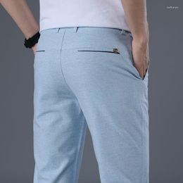 Men's Pants 2023 Summer Cotton Casual Men Thin Breathable Straight Fashion Khaki Grey Blue Trousers Male Pant Brand Clothing 28-38