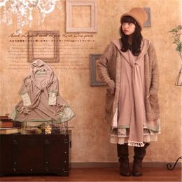 Casual Dresses Mori Girl Style Sweet 2023 Spring Women's Vintage Scarf Collar With A Hood Twinset Lace Sleeve One-Piece Dress