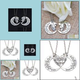 Pendant Necklaces Heart Mother Daughter Necklace I Love You To The Moon And Back 2 Parts Broken Stainless Steel Drop Delivery Jewelr Dhevm