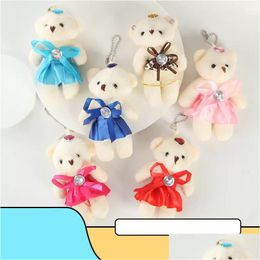 Keychains Lanyards Plush Bear Keyrings Bag Pendant Cartoon Key Chains Ring Jewelry 12Cm Animal Doll Toys Cute Charms Accessories B Dh2Uo