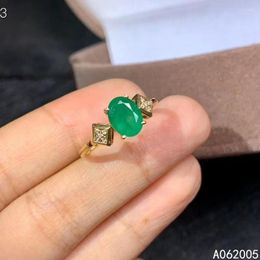 Cluster Rings KJJEAXCMY Fine Jewellery 18K Gold Inlaid Natural Emerald Female Girl Miss Woman Ring Trendy Support Detection