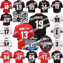 Football Jerseys 2023 Playoff Peach Bowl Herschel Walker Football Jersey NCAA Stetson Bennett IV Milton Kenny McIntosh Edwards Ladd McConkey Mitchell