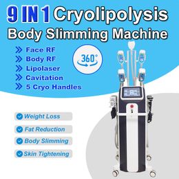 9 IN 1 Cryo Slimming Machine Cavitation Fat Loss Lipolaser Anti Cellulite Cryolipolysis RF Skin Tighten Device Salon Home Use