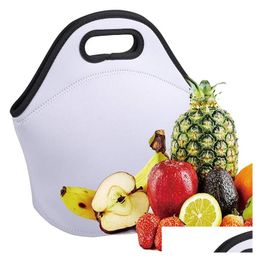 Party Favor Dhs Favors Sublimation Blanks Reusable Neoprene Tote Bag Handbag Insated Soft Lunch Bags With Zipper Design For Work Sch Dhohc