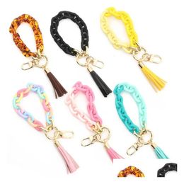 Party Favour Acrylic Link Keychain Chainlink Wristlet Bracelets Bangle Key Ring With Tassel Trendy Gift For Her Valentines Day Wholes Dhktt