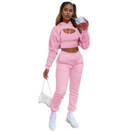 Designer Fall Winter Tracksuits Fleece 3 Pieces Sets Women Long Sleeve Sweatsuits Casual Hooded Hoodie Vest And Pants Matching Set Sports Suits Solid Sportswear