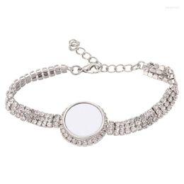 Charm Bracelets Heat Transfer Blank Round Snaps Metal Pendant DIY Sublimation Rhinestones