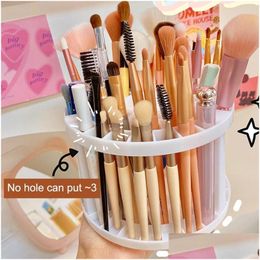 Makeup Brushes White Porous Holder Plastic Desktop Organizer Pen Storage Box Nail Polish Cosmetic Brush Holdermakeup Drop Delivery H Dhcmh