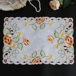 Table Mats Embroidery Place Mat Cloth Placemat Cup Mug Tea Coffee Dining Doily Drink Glass Pad Kitchen Christmas Decorate